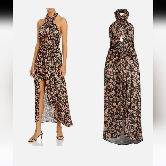 Significant Other Black with Orange Floral Dress Size 4 - Picture 2 of 7